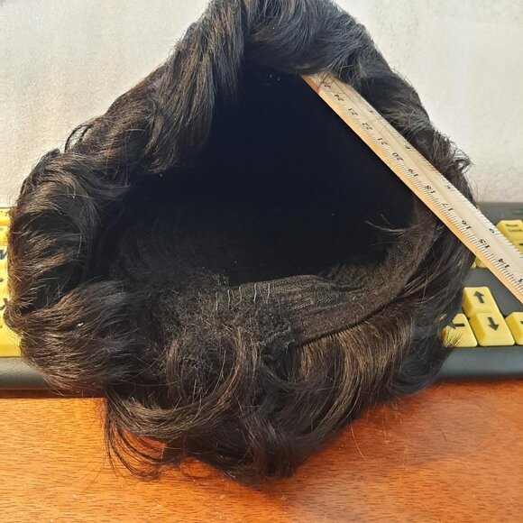 NEW Bag ! 9x10 Men 100% Human Hair Cosplay Costume Wig Black main image 6